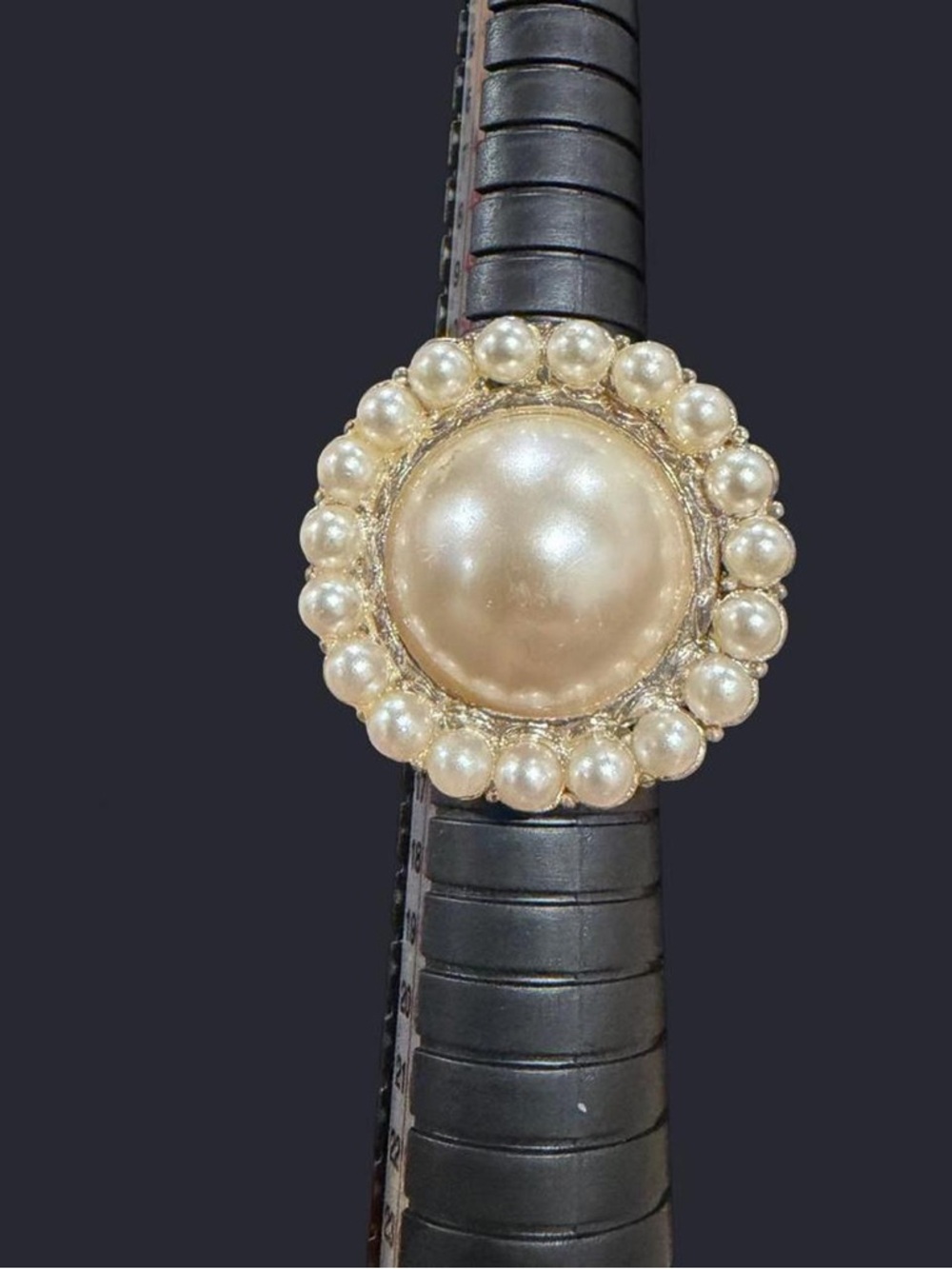 Pearl Cluster Adjustale Statement Ring - Gold Tone